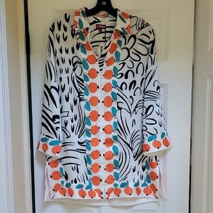 STAUD Parke Citrus Print Tunic Shirt Top Short Dress
